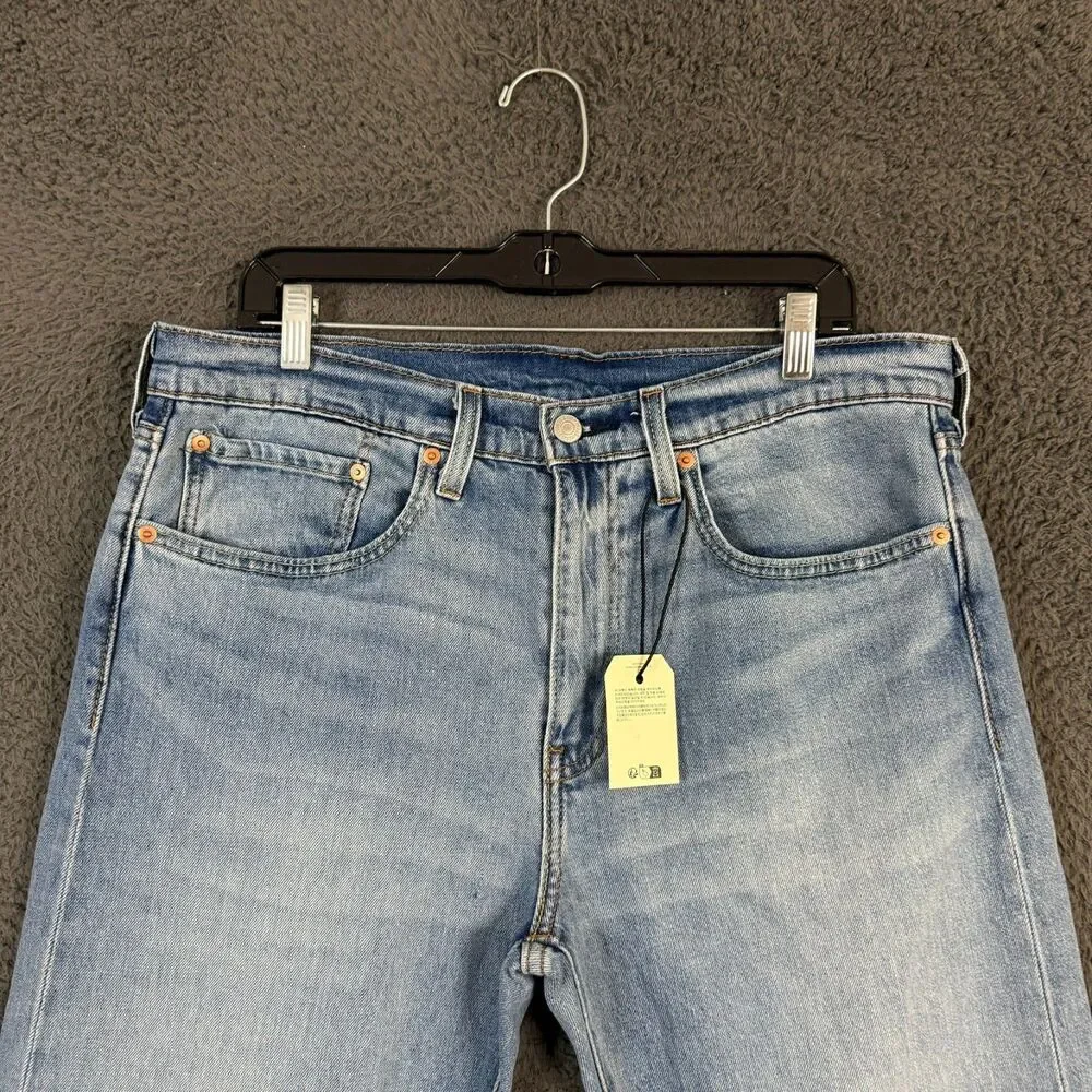 Levis Jeans Mens 34x34 Blue 502 Slim Tapered Fit Light Wash Premium Denim NWT